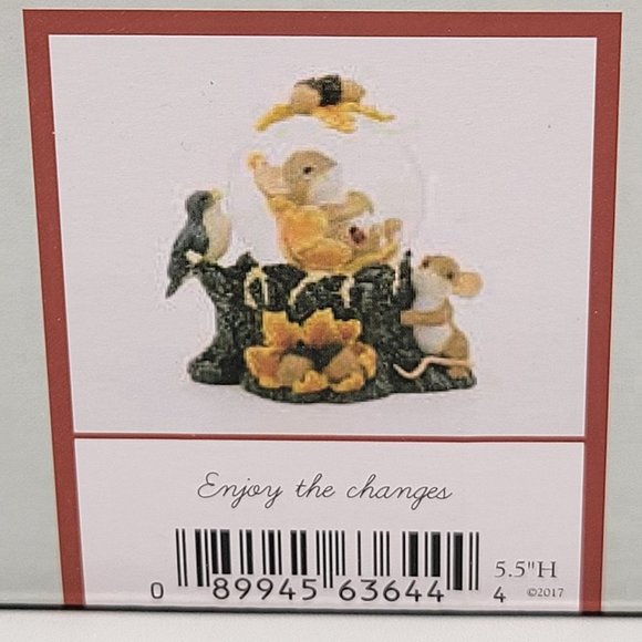 Charming Tails Snow Globe Enjoy The Changes Mice Bird Acorns Fall Autumn - Picture 13 of 14